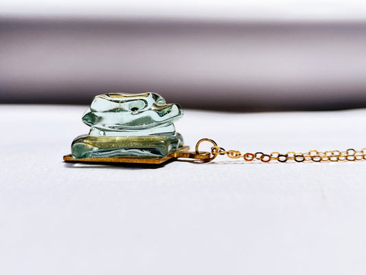 Eco-Friendly Aireys Glass Pendant Necklace with 14k Gold Filled Chain | Handmade in Lorne